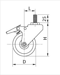 螺桿腳輪側面圖 螺桿腳輪側面圖